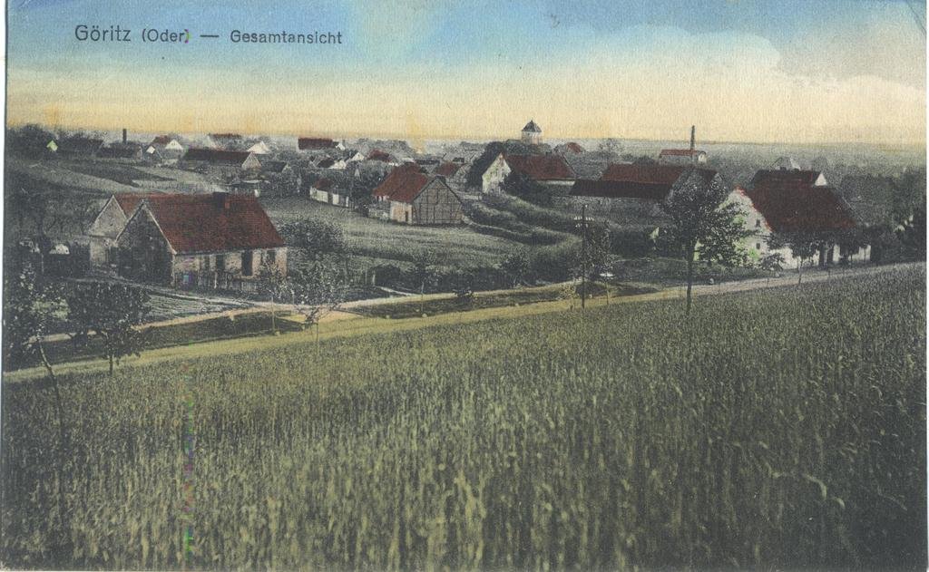 Historische Fotos der Stadt Göritz (Oder) Stadtansichten - Gesamtansicht (coloriert)