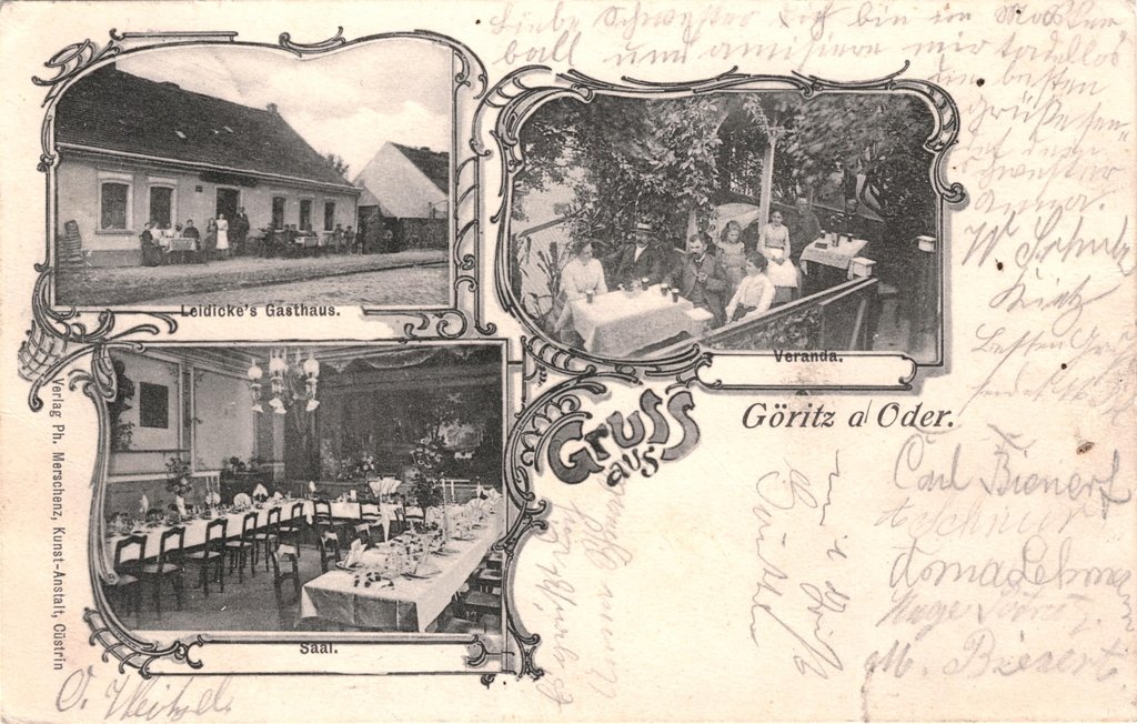 Historische Fotos der Stadt Göritz (Oder) Stadtansichten - Leidickes Gasthaus